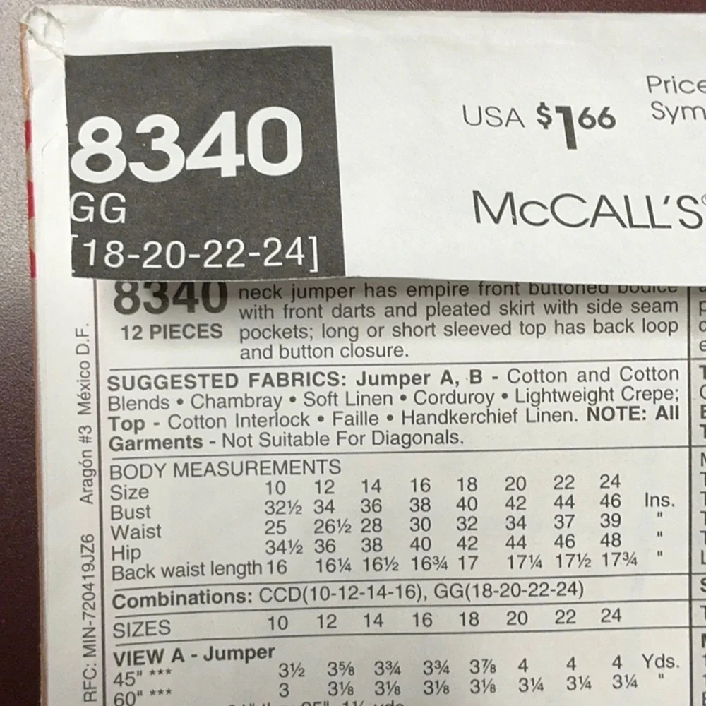 McCall's Easy Stitch 'n Save 8340 Dress Pattern